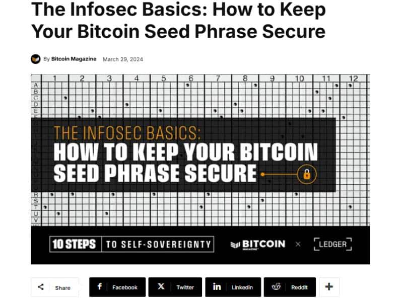 keep your bitcoin seed phrase secure bitcoin magazine article