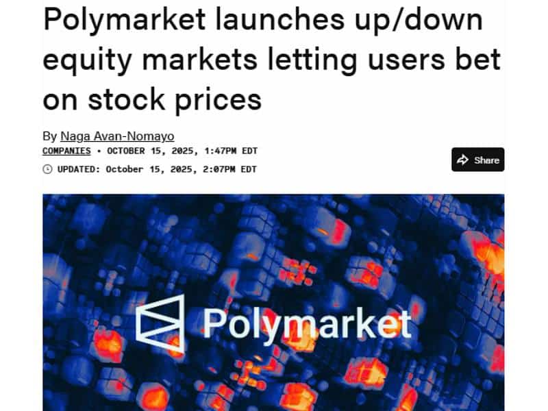 polymarket launches equity markets stock price betting theblock article