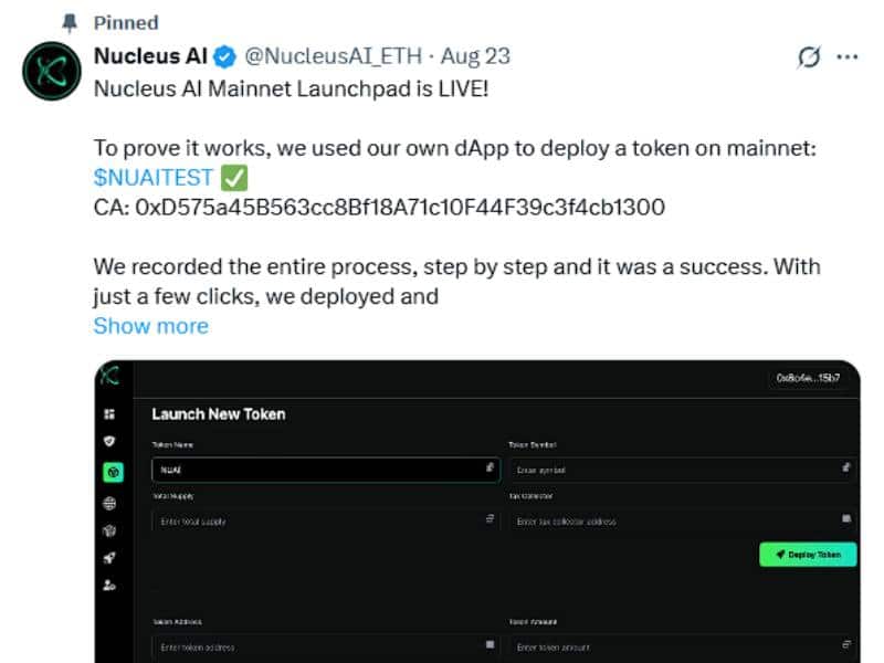 nucleus ai token launch dashboard