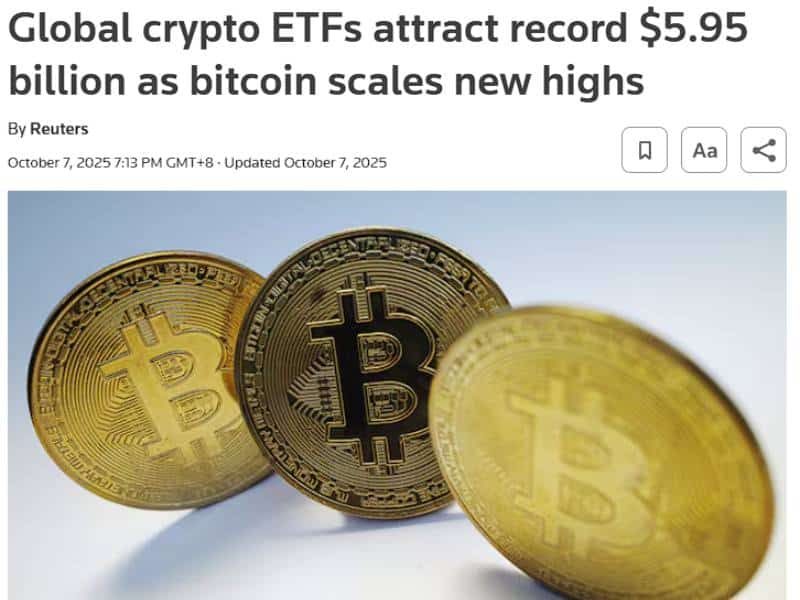 global crypto etfs record inflows bitcoin price reuters article