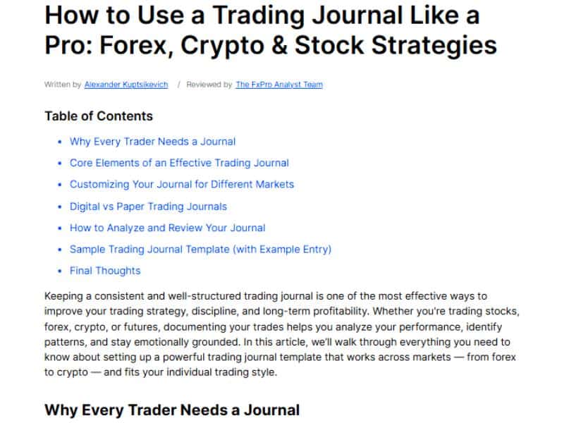 how to use trading journal crypto forex strategies fxpro article